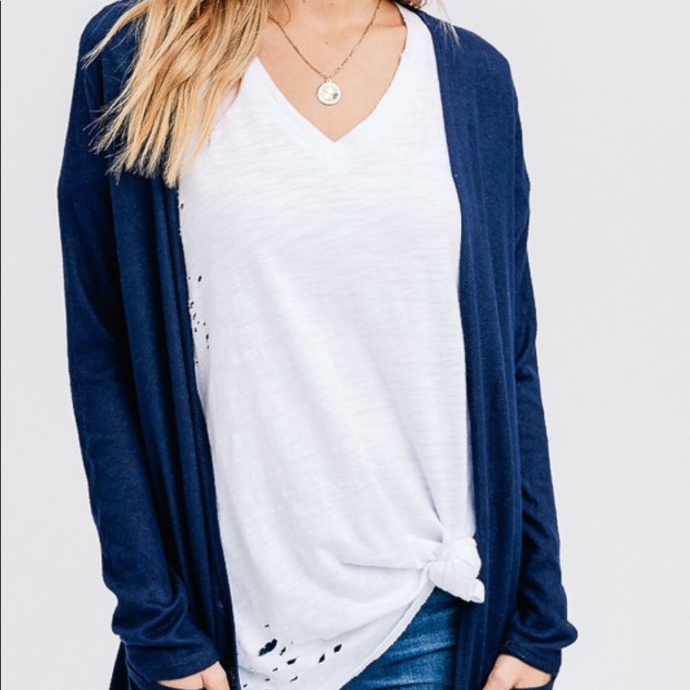 Open Front Long Line Cardigan - Picture 4 of 5